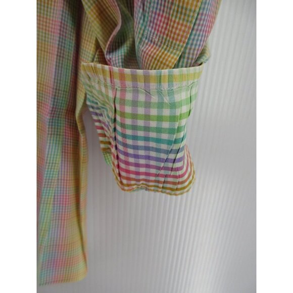 Paul Stuart Shirt Large Button Up Plaid Preppy Flip Cuffs Colorful - Picture 8 of 11